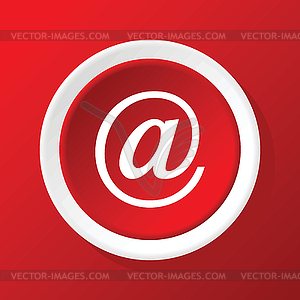 At sign icon on red - vector image