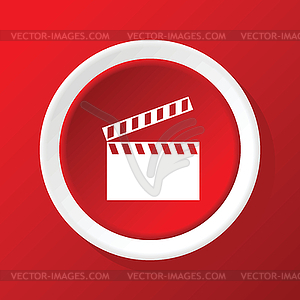 Clapperboard icon on red - vector clipart