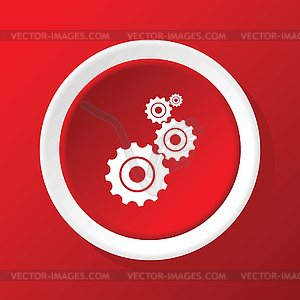 Gears icon on red - vector image