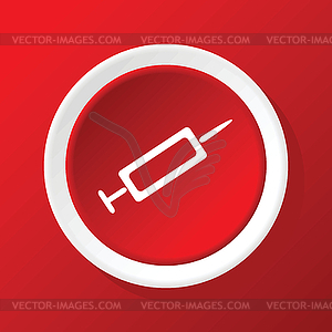 Syringe icon on red - vector image