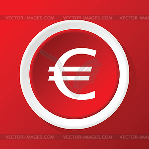 Euro symbol icon on red - vector clip art