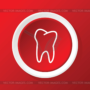 Tooth icon on red - vector image