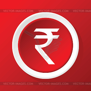 Rupee icon on red - vector clip art