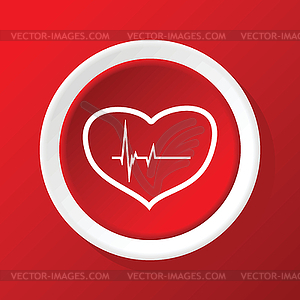 Beating heart icon on red - vector clipart