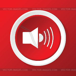 Loudspeaker icon on red - vector image