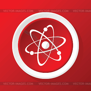 Atom icon on red - vector image