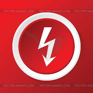 Lightning icon on red - vector image