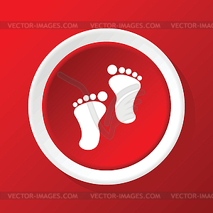 Footprint icon on red - vector clipart