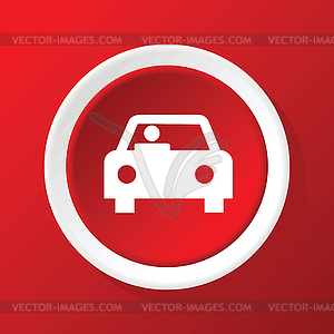 Car icon on red - vector image