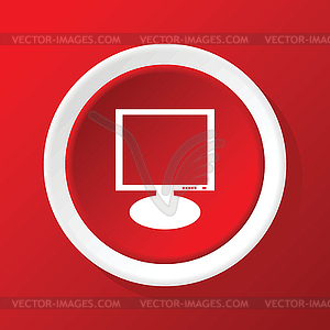 Monitor icon on red - royalty-free vector image