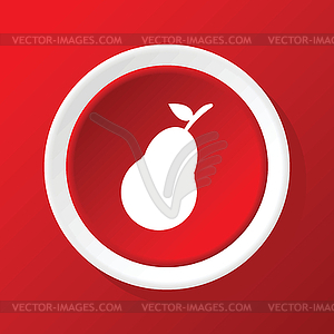 Pear icon on red - vector clip art