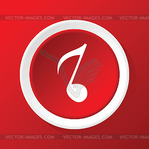 Eighth note icon on red - vector clipart