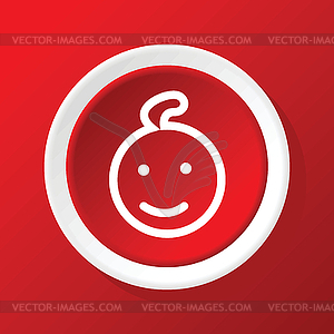 Smiling child icon on red - vector image