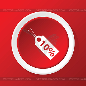 Discount icon on red - vector clip art