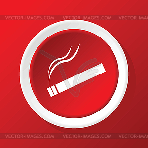 Burning cigarette icon on red - vector clip art