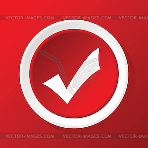 Tick mark icon on red - vector clipart