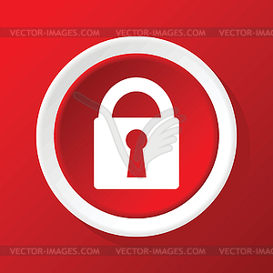 Locked icon on red - vector clipart