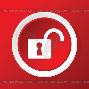 Unlocked icon on red - vector image