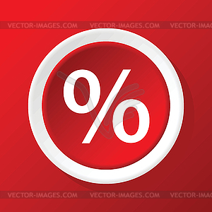 Percent icon on red - vector clipart