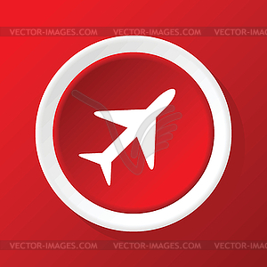 Plane icon on red - vector clipart