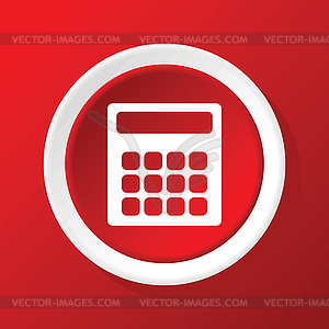 Calculator icon on red - vector image