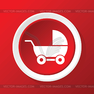 Значок коляски на красном - векторный дизайн