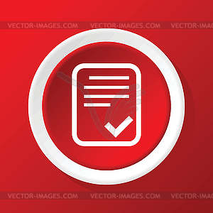 Accepted document icon on red - vector clipart