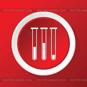 Test tubes icon on red - vector clipart
