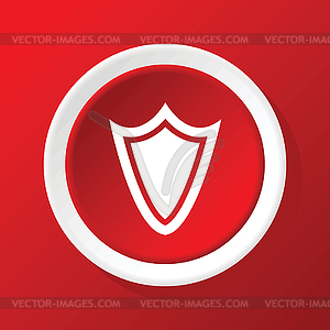 Shield icon on red - vector image