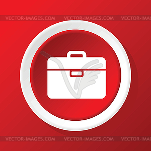 Briefcase icon on red - vector clipart