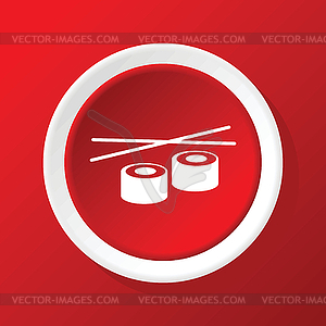 Sushi rolls icon on red - vector image