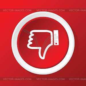 Dislike icon on red - vector image