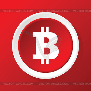 Bitcoin icon on red - vector clipart