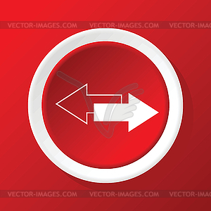 Opposite arrows icon on red - vector clipart