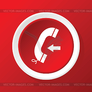 Incoming call icon on red - vector image