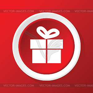 Gift box icon on red - vector clip art