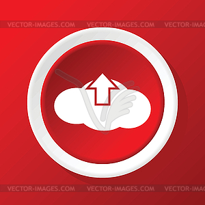 Cloud upload icon on red - royalty-free vector image