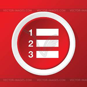 Numbered list icon on red - vector clip art