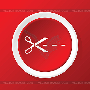 Cutting scissors icon on red - vector clipart