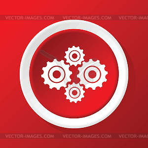 Cogs icon on red - vector clip art