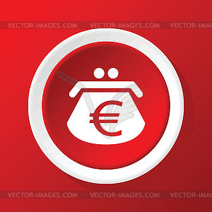 Euro purse icon on red - vector clipart