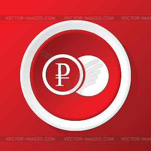 Ruble coin icon on red - vector image