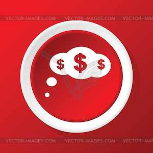 Money thinking icon on red - vector clip art