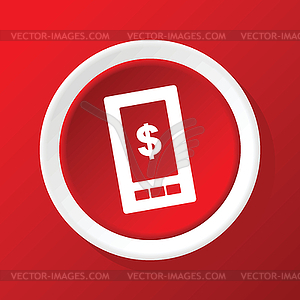 Dollar screen icon on red - vector clip art