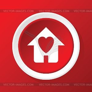 Beloved house icon on red - vector clip art