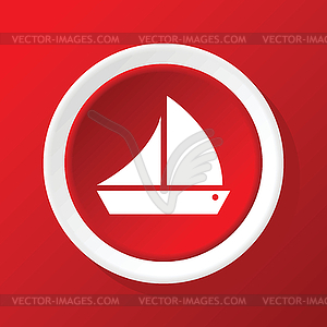 Sailing ship icon on red - vector image