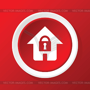 Locked house icon on red - vector image
