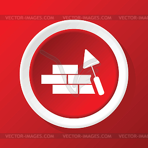 Building wall icon on red - vector clipart