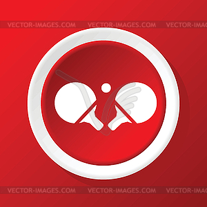 Ping-pong rackets icon on red - vector clipart