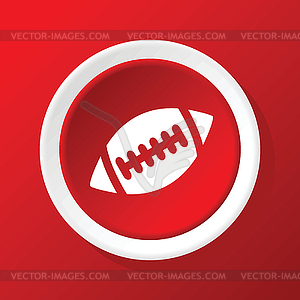 Rugby ball icon on red - vector clip art